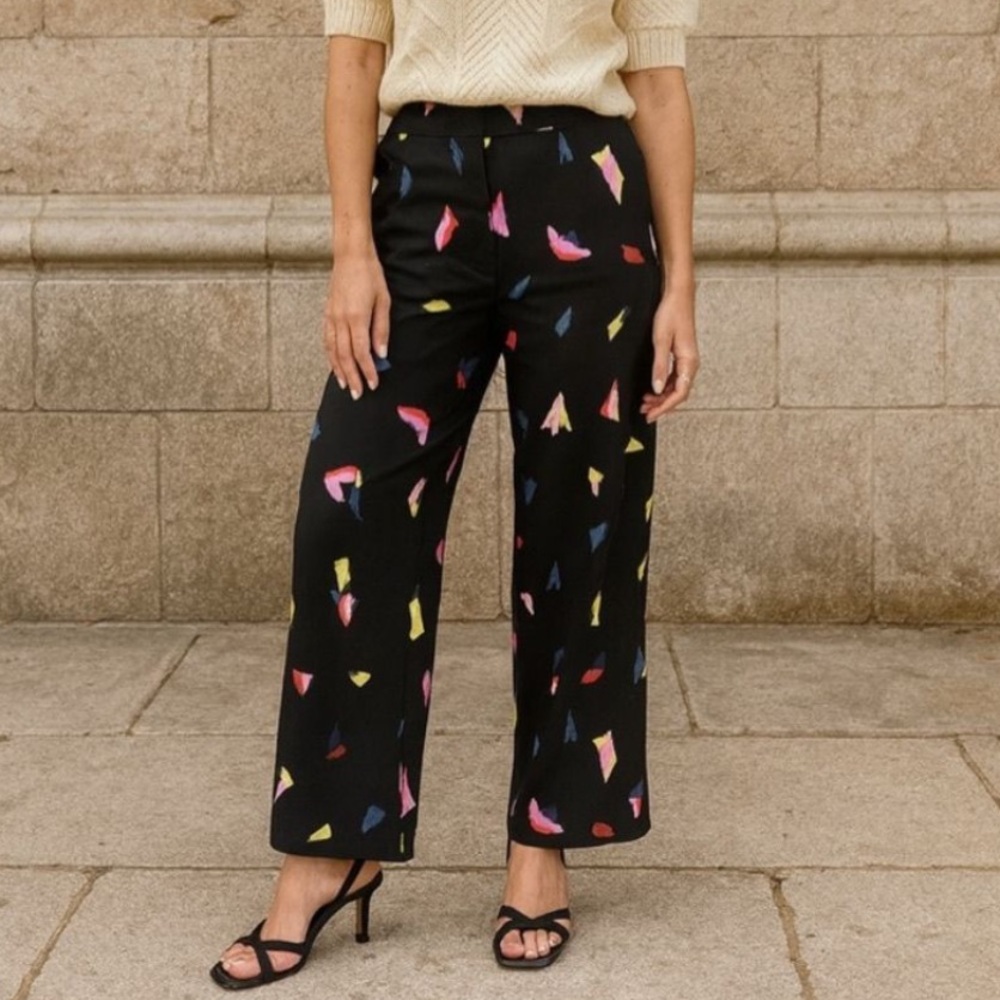 Chic Black Multicolor Patterned Wide Leg Pants - … - image 2